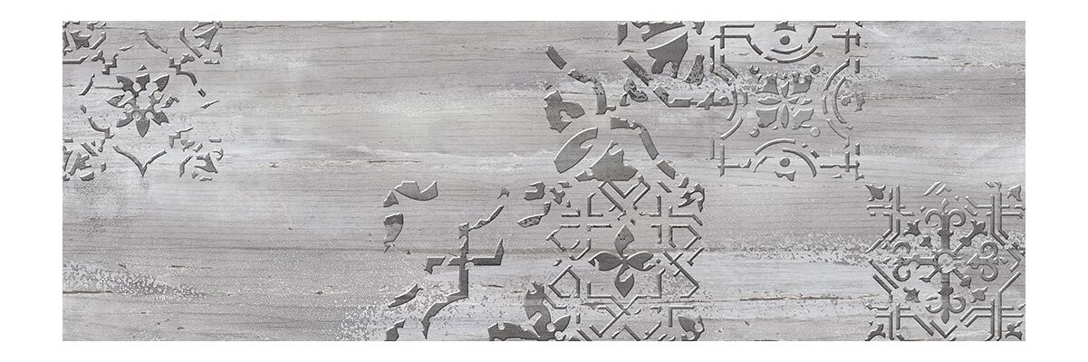 Керамическая настенная плитка Рондо 1Д орнамент серая 300х900 Керамин