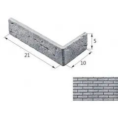 Искусственный декоративный камень Тонкий кирпич угловой элемент 06-05 серый Forester