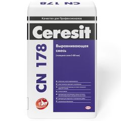 Смесь Церезит (Ceresit) CN178 для выравнивания оснований пола и изготовления стяжек внутри и снаружи зданий , толщ.5-80мм, 25кг