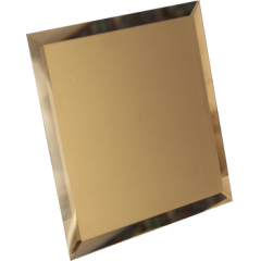 Квадратная зеркальная плитка бронза матовая с фацетом 10 мм (100х100 мм) БМК-10