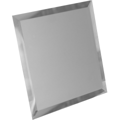 Квадратная зеркальная плитка серебро матовое с фацетом 10 мм (250х250 мм) СМК-25