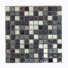 Мозаика BXKGS005 на сетке камень и стекло 300х300х8 светло-зеленая Keramograd