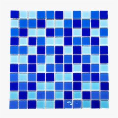 Мозаика C9031 стеклянная "Микс" 300х300х4 голубая Keramograd