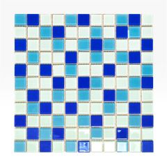 Мозаика FA021.025.080B стеклянная "Микс" 300х300х4 голубая Keramograd