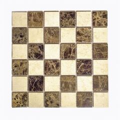 Мозаика P55 из камня шахматы 300х300х6 бежевая матовая Keramograd