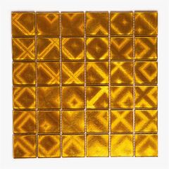 Мозаика ST062 стеклянная 300х300х4 золотой ромб Keramograd