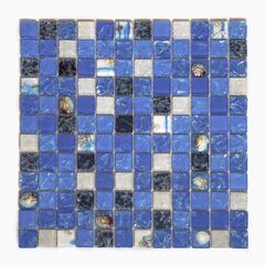 Мозаика стеклянная с ракушкой SZ002 300х300 голубая Keramograd