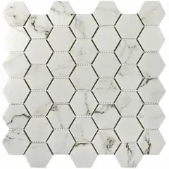 Мозаика стеклянная Volume white 303х300 белая Bonaparte mosaic