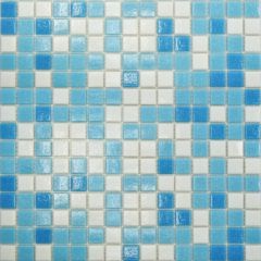 Мозаика из смальты МСD002Р (327х327х4 мм) бело-голубая на бумаге Elada Mosaic