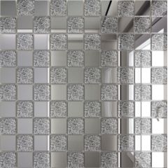 Зеркальная мозаика СЕРЕБРО (50%) + ХРУСТАЛЬ(50%) с чипом 25*25мм. (300х300 мм) С50Х50