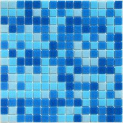 Мозаика стеклянная Aqua 150 (на сетке) 327х327 синяя Bonaparte mosaic
