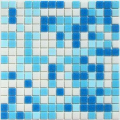 Мозаика стеклянная Aqua 200 (на бумаге) 327х327 голубая Bonaparte mosaic