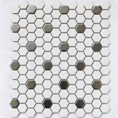 Мозаика керамическая Babylon Silver matt 6х260х300 белая Bonaparte mosaic