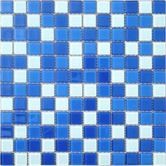 Мозаика стеклянная CB021 (327х327х4 мм) бело-синяя Elada Mosaic