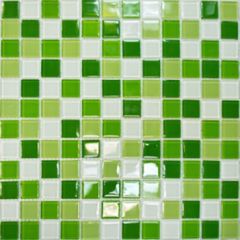 Мозаика стеклянная CB606 (300х300х4 мм) бело-зелёная Elada Mosaic