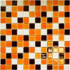 Мозаика стеклянная CB806 (300х300х4 мм) рыже-коричневая Elada Mosaic