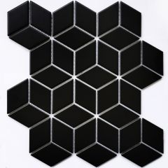 Мозаика керамическая Landa Black matt 6х267.4х309 черная Bonaparte mosaic