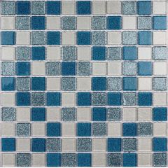 Мозаика стеклянная Shine Blue 300х300 синяя Bonaparte mosaic