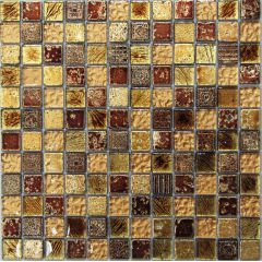 Мозаика стеклянная с камнем Antik-2 300х300 коричневая Bonaparte mosaic