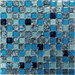 Мозаика стеклянная Satin Blue 300х300 синяя Bonaparte mosaic