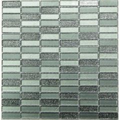 Мозаика стеклянная Silver Light 300х300 серая Bonaparte mosaic