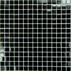 Мозаика стеклянная Simple Black (на бумаге) 327х327 черная Bonaparte mosaic