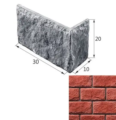Искусственный декоративный камень Русская Усадьба 10-20 угловой элемент красный Forester