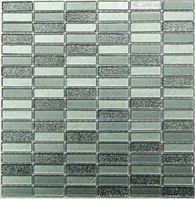 Мозаика стеклянная Silver Light 300х300 серая Bonaparte mosaic