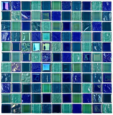 Мозаика стеклянная Bondi breeze-25 300х300 синяя Bonaparte mosaic