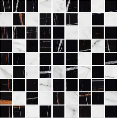 Мозаика Marble Trend Nero Dorato K-1004(1000)/MR/m22 300х300 Kerranova