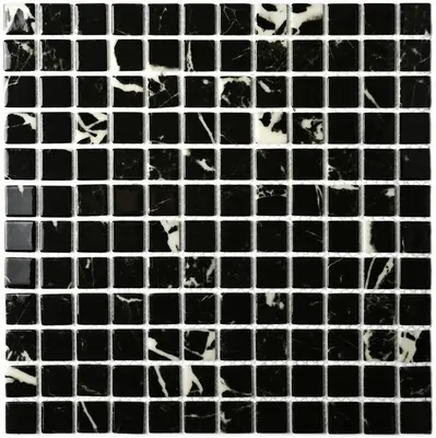 Мозаика стеклянная Mia black 300х300 черная Bonaparte mosaic