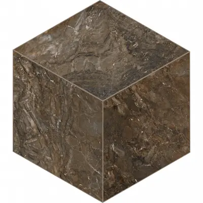 Керамогранитная плитка мозаика Bernini Dark Brown BR04 Cube 25х29 неполированная Estima