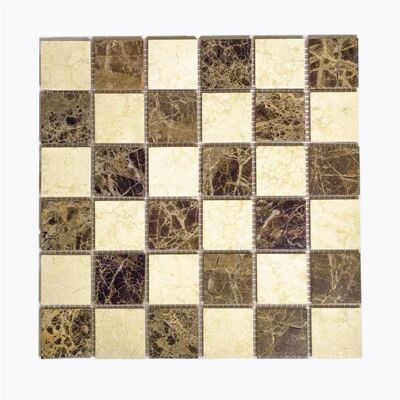 Мозаика P55 из камня шахматы 300х300х6 бежевая матовая Keramograd