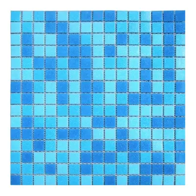 Мозаика из смальты МС107Р (327х327х4 мм) голубая на бумаге Elada Mosaic