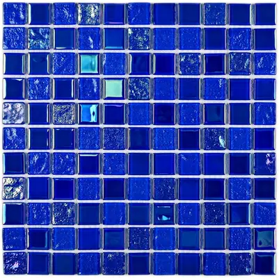 Мозаика стеклянная Bondi dark blue-25 300х300 синяя Bonaparte mosaic