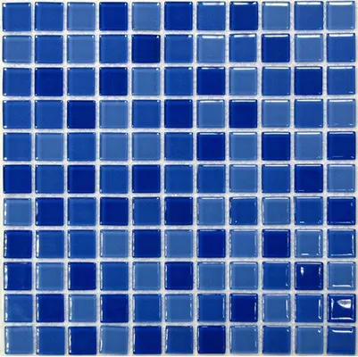 Мозаика стеклянная Blue wave-1 300х300 синяя Bonaparte mosaic