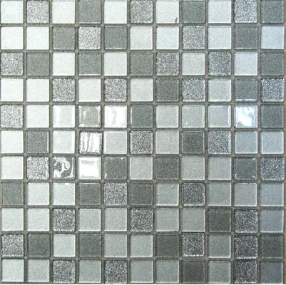 Мозаика стеклянная Shine Silver 300х300 серая Bonaparte mosaic