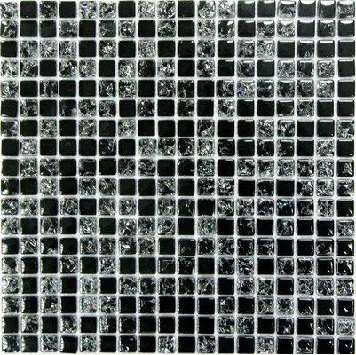 Мозаика стеклянная Strike Black 300х300 черная Bonaparte mosaic