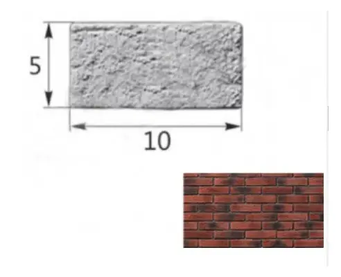 Искусственный декоративный камень Тонкий Кирпич 06-15 тычковый элемент красный Forester