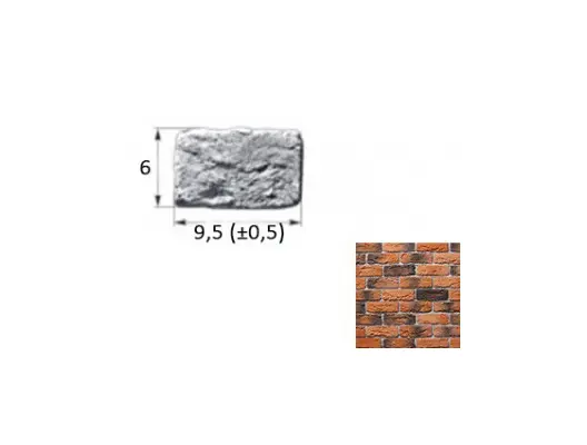 Искусственный декоративный камень Шамотный Кирпич 12-17 тычковый элемент оранжевый Forester