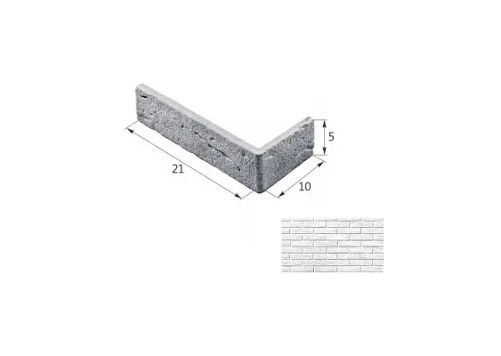 Искусственный декоративный камень Тонкий кирпич угловой элемент 06-06 белый Forester