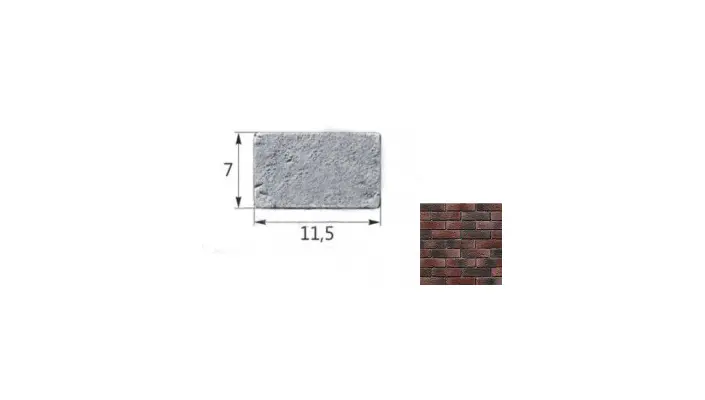 Искусственный декоративный камень Тонкий Кирпич Мега 07-19 тычковый элемент бордовый Forester