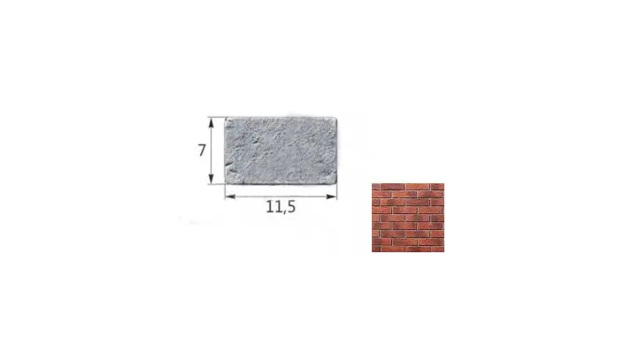 Искусственный декоративный камень Тонкий Кирпич Мега 07-01 тычковый элемент красный Forester