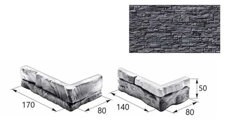Искусственный декоративный камень Декоративный камень Норвег угловой элемент 16-22 серый Forester